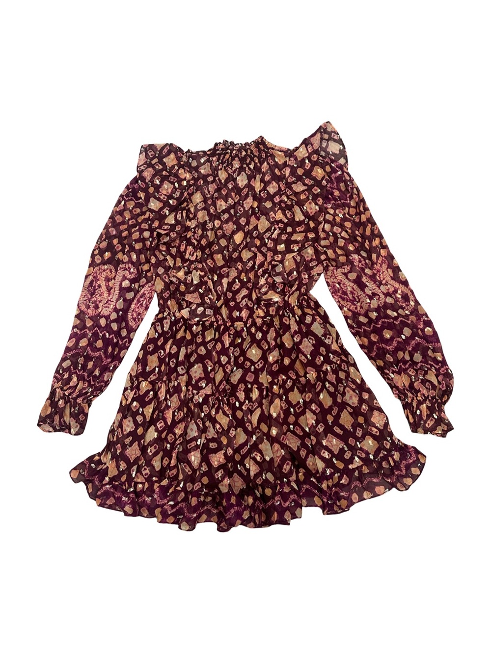 EUC Ulla Johnson Women’s Size 10 Silk “Vienne” Long-Sleeve Smocked Dress - Picture 2 of 4
